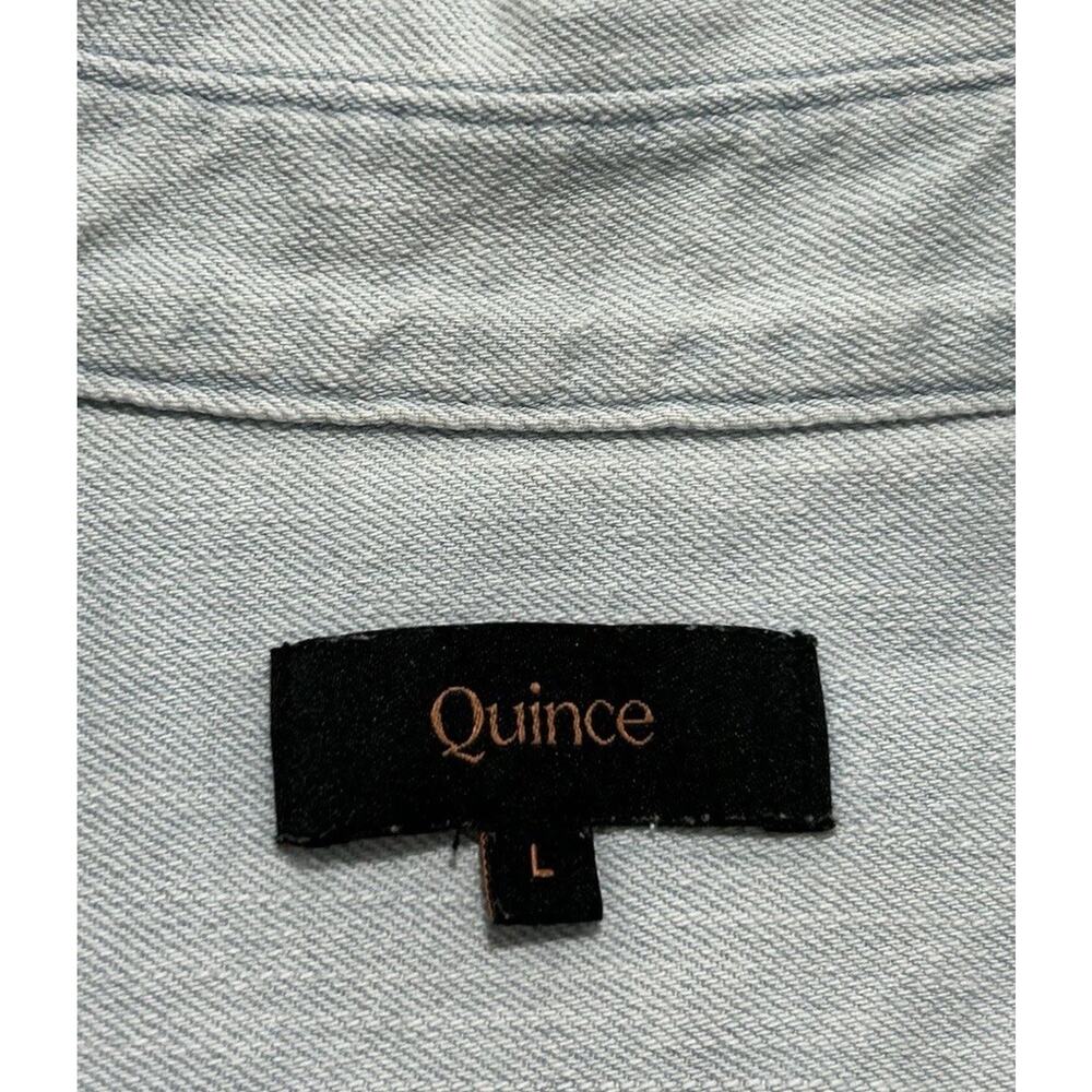 QUINCE Womens L Distressed Denim Mini Shirt Dress in Light Chambray - Picture 6 of 8